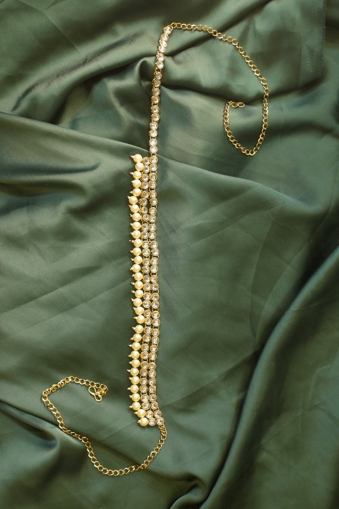 Kunti Golden Pearl Drop Polki Kamarbandh