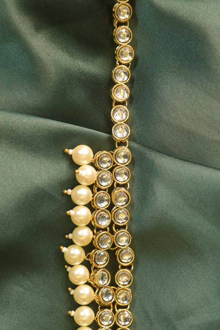 Kunti Golden Pearl Drop Polki Kamarbandh