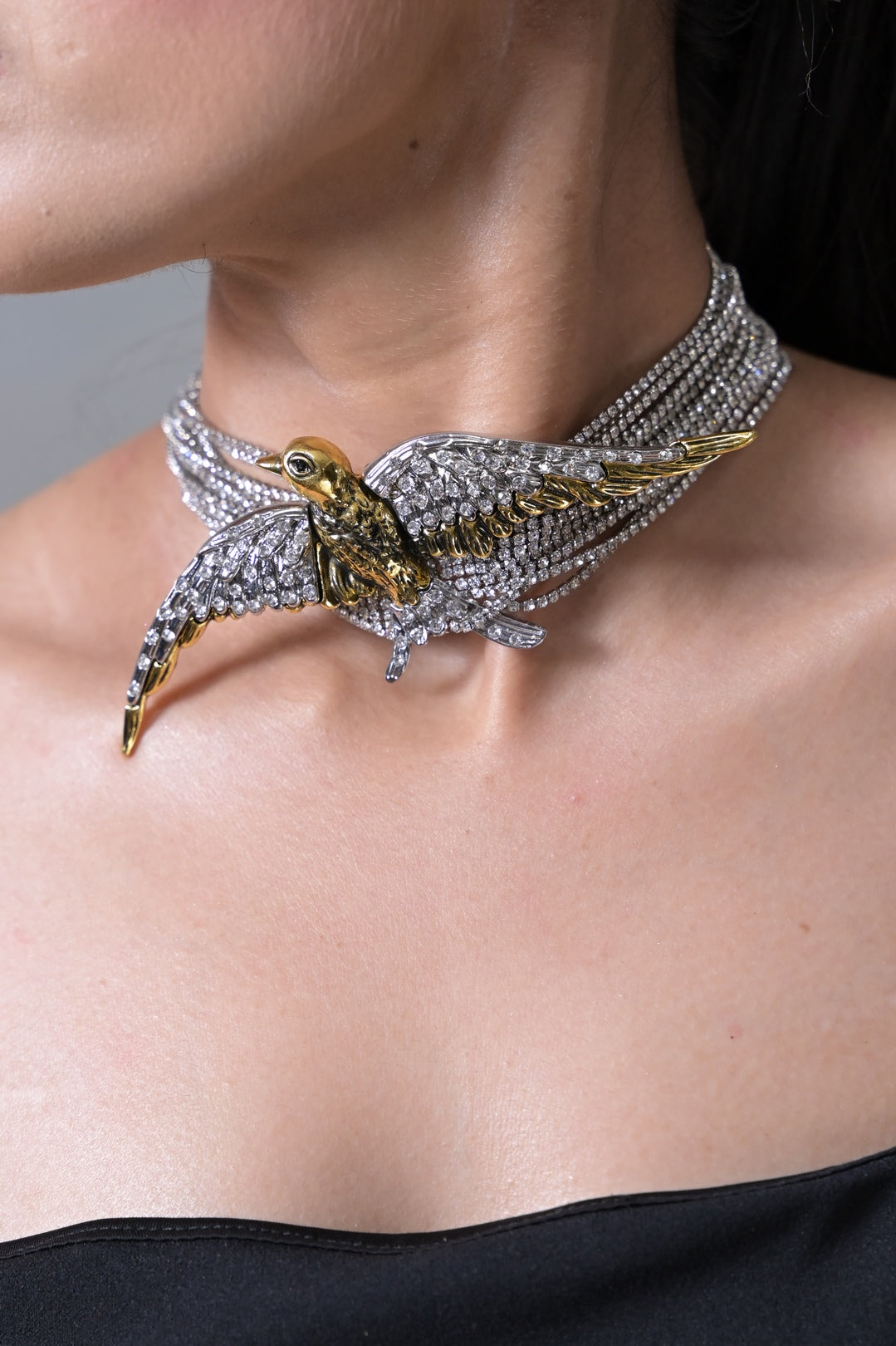 3D Silver Bird Choker Necklace