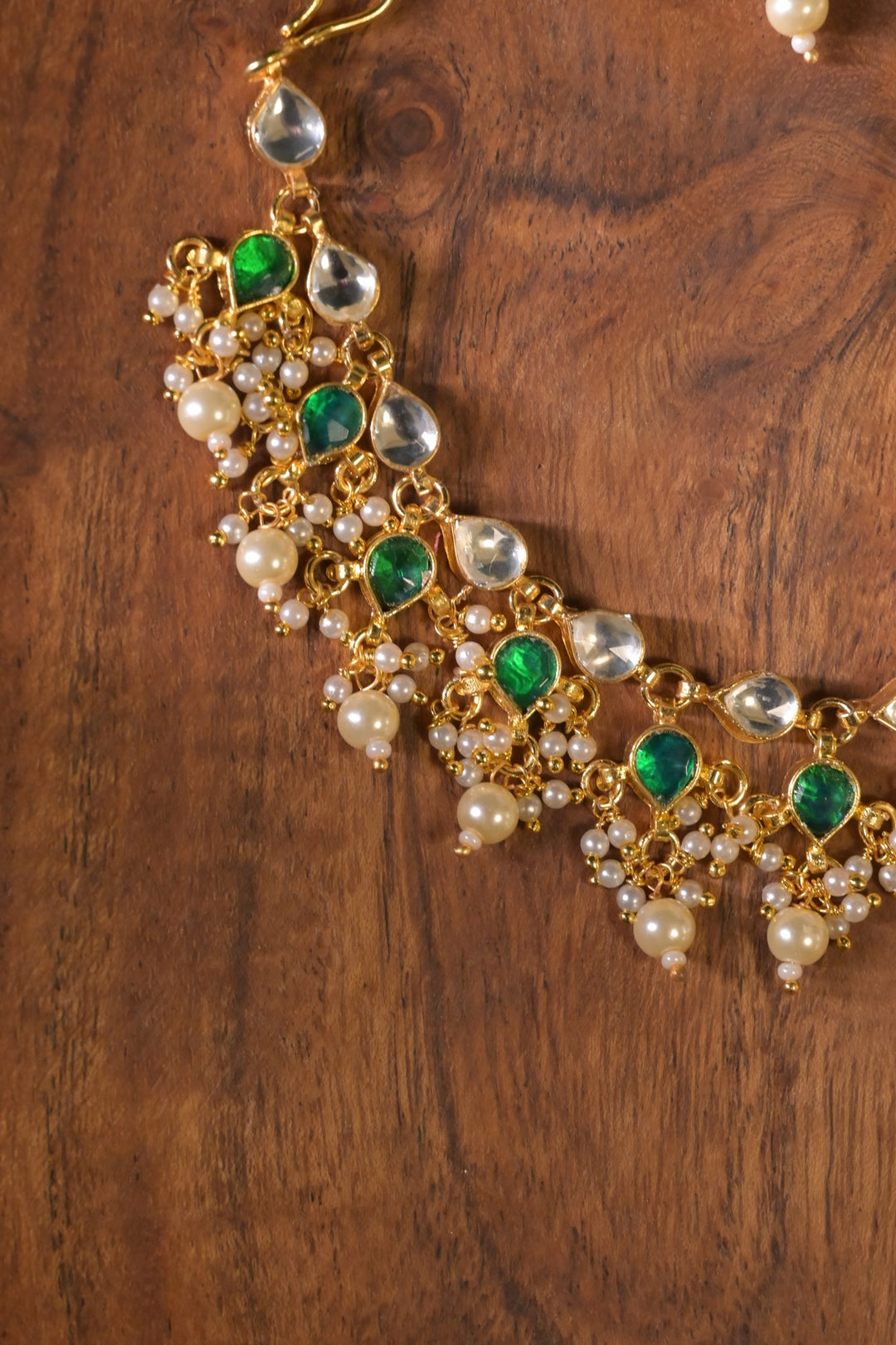 Rajwada Bridal Emerald Kundan Drop Kaansahara