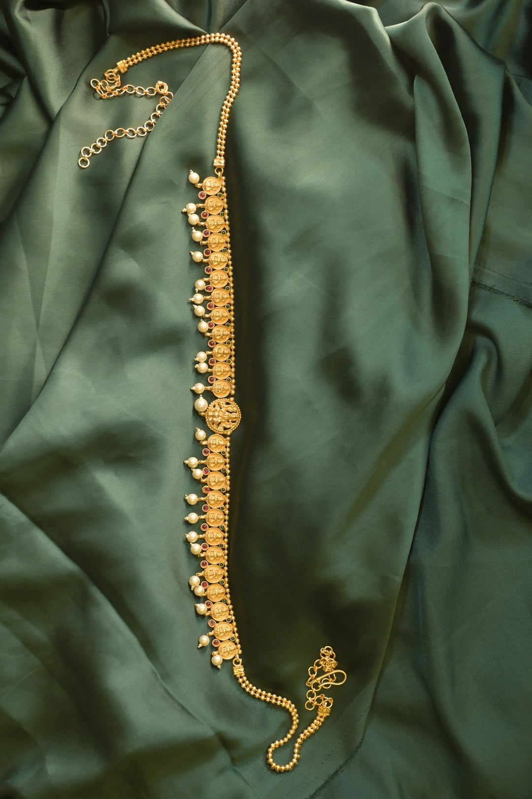 Anantshri Golden Pearl Drop Temple Kamarbandh