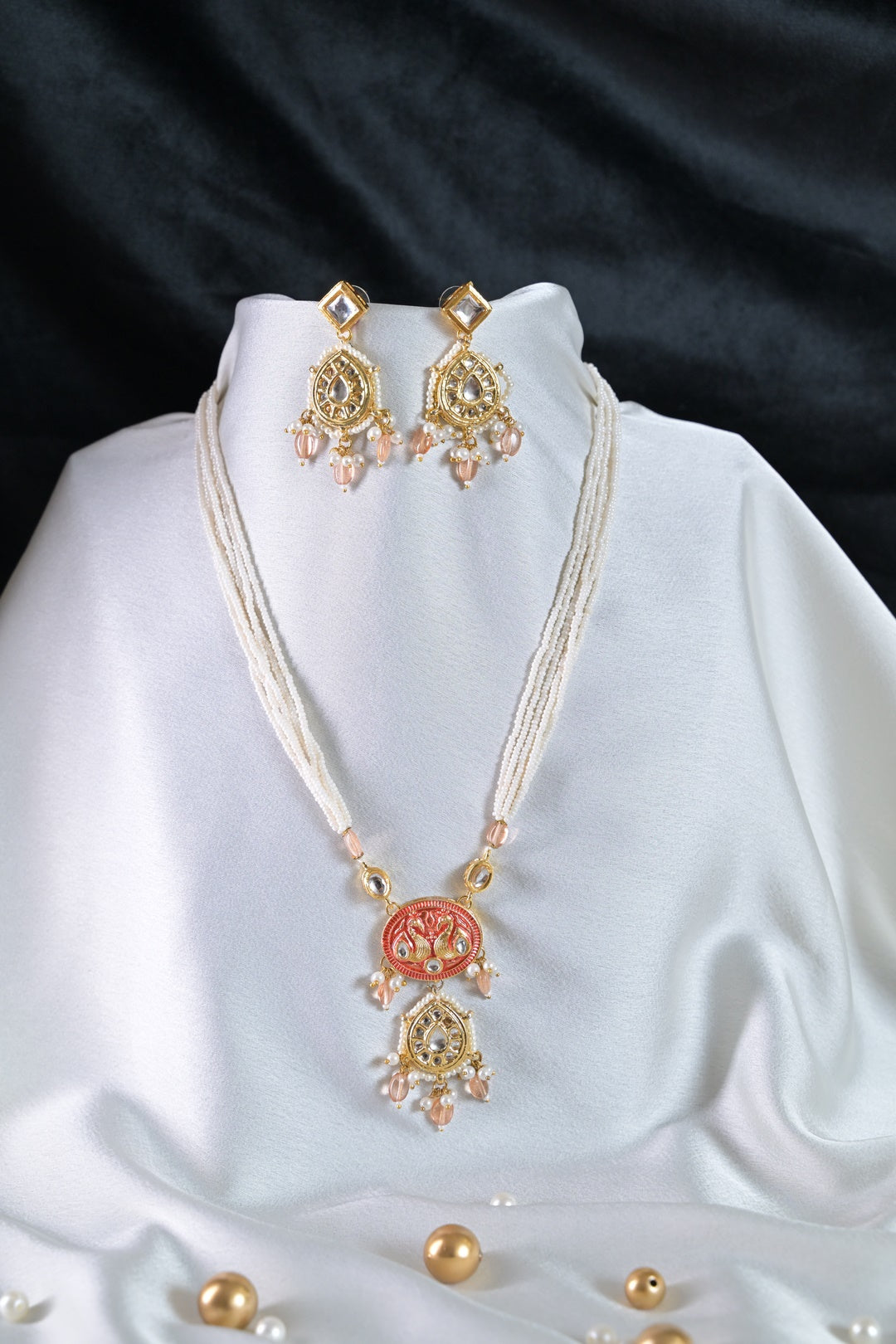 Jaipuri Marwari Ruby Pearl Necklace