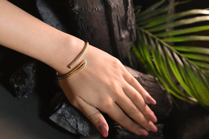 Gilded Grace Gemstone Cuff Bracelet