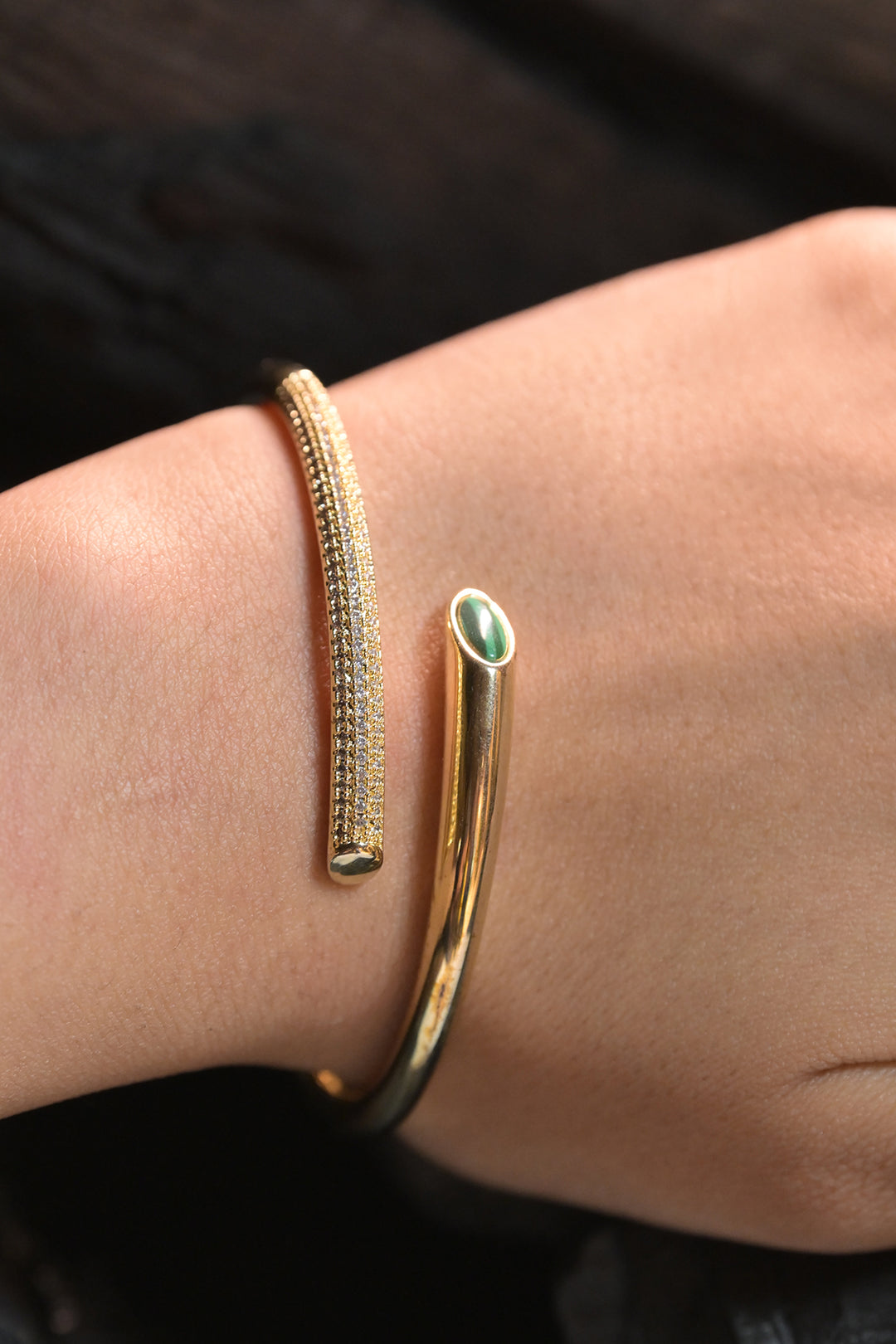 Gilded Grace Gemstone Cuff Bracelet