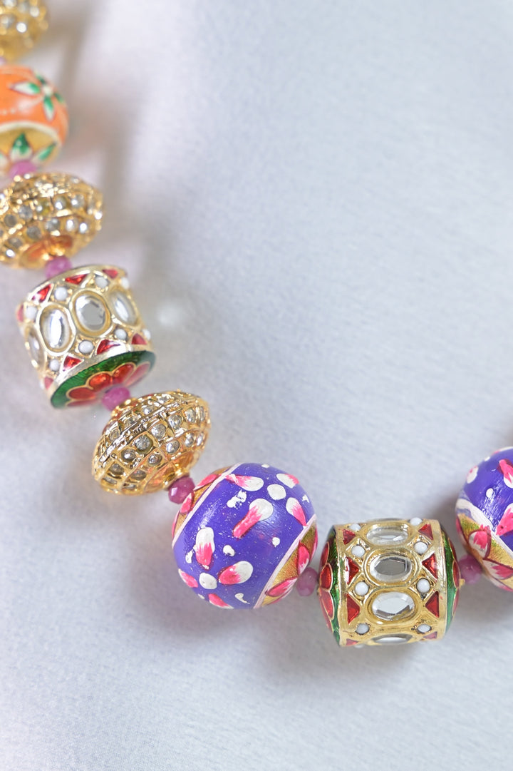 Jaipuri Boho Twist Purple Beaded Necklace