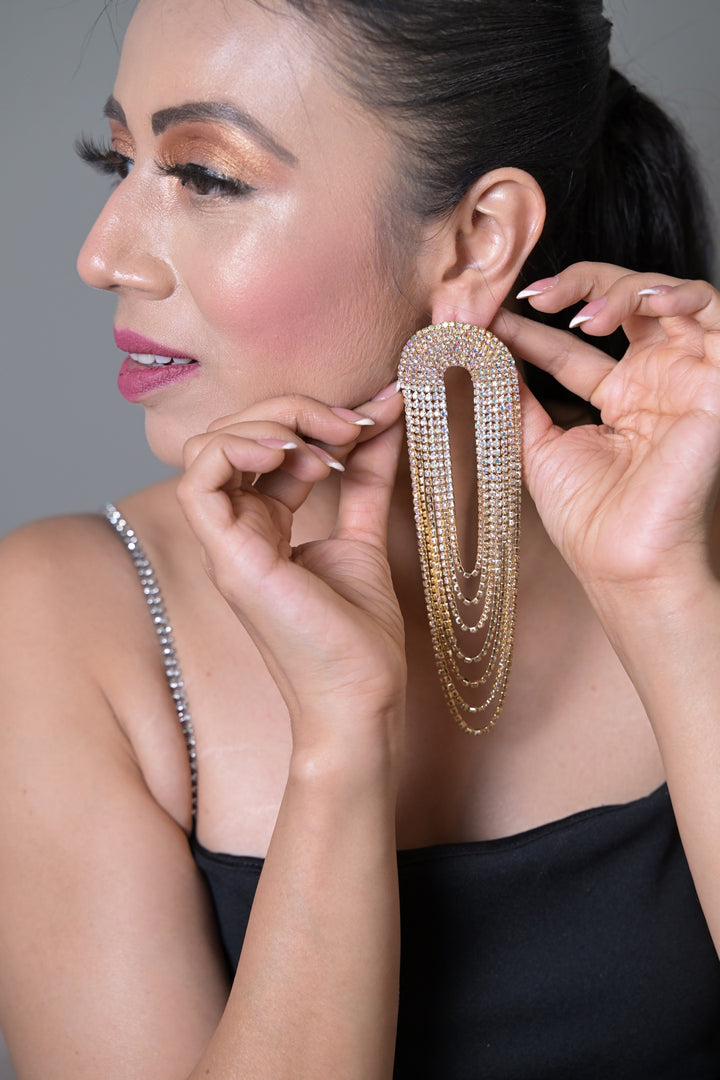 Golden Diamond Twilight Fold Long dangler earrings