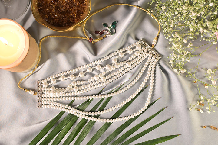 Medha Multi-Layered Pearl Choker Necklace