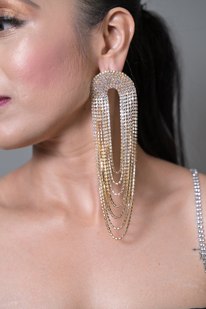 Golden Diamond Twilight Fold Long dangler earrings