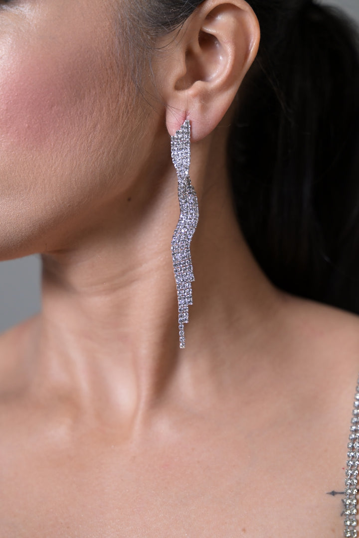 Ocean Fold Silver Club Dangler EARRINGS