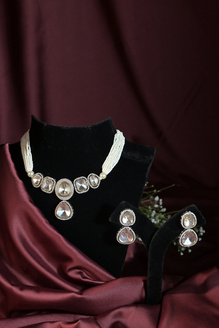 Srimati Polki Pearl String Chokar Necklace