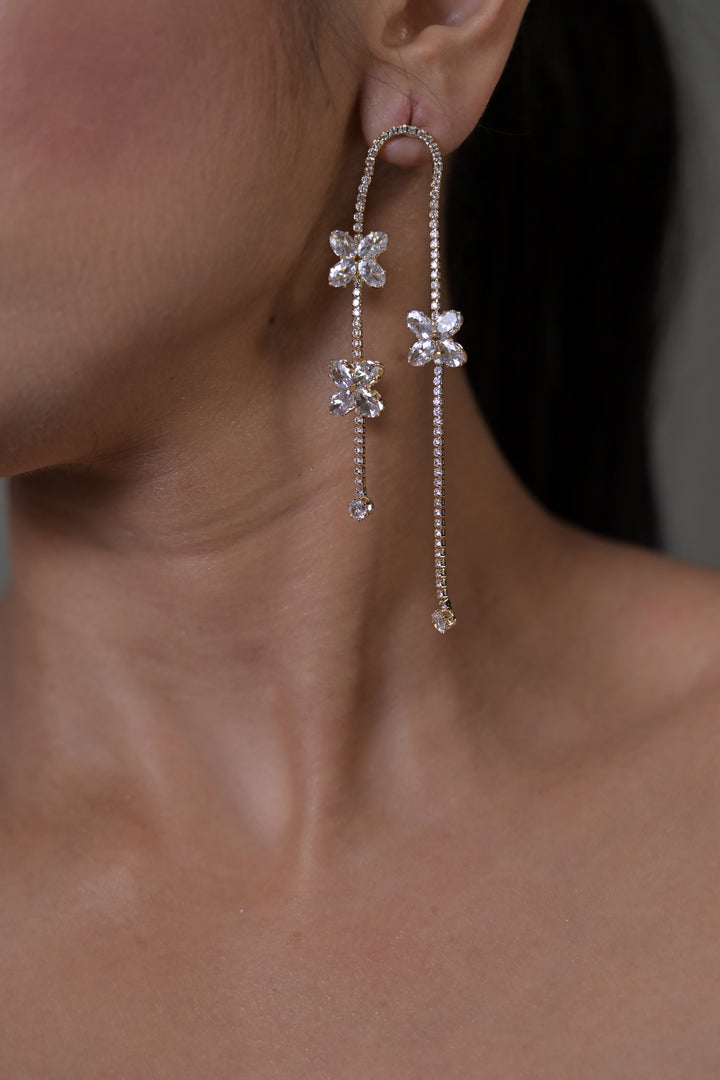 Twilight Golden Flower Dangler Earrings