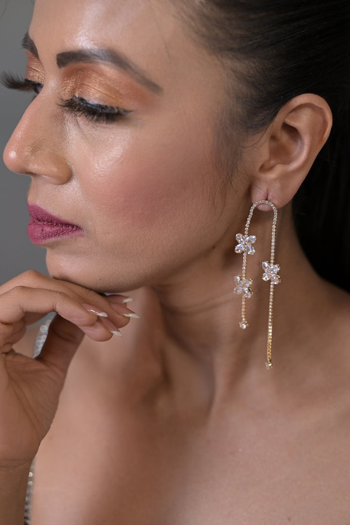 Twilight Golden Flower Dangler Earrings