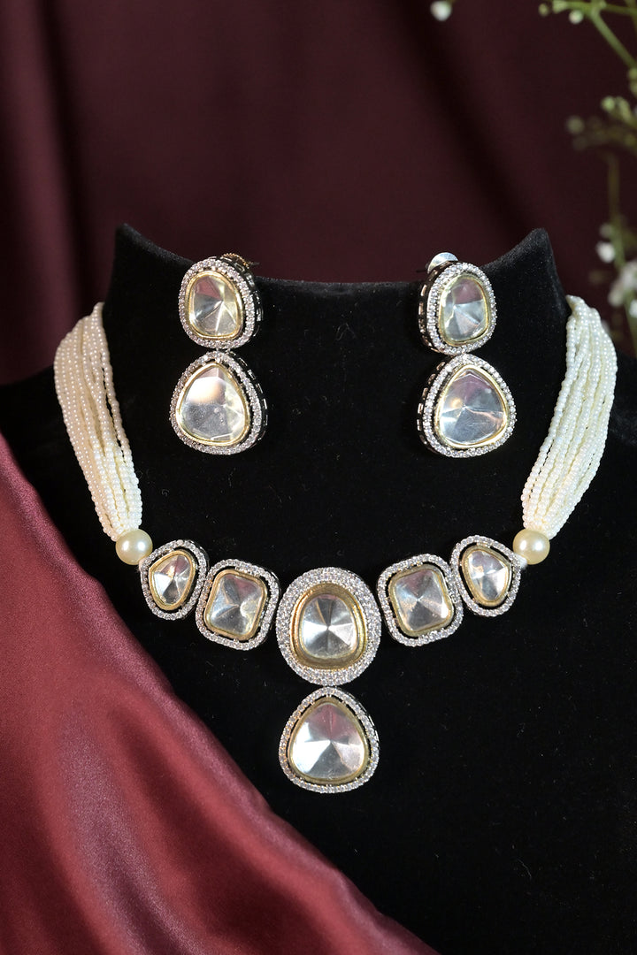 Srimati Polki Pearl String Chokar Necklace