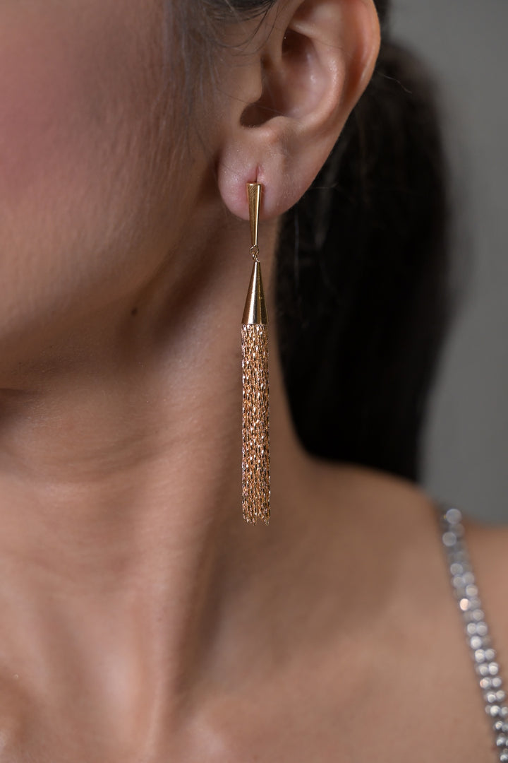 Golden Drift Tassel Resort Dangler Earrings