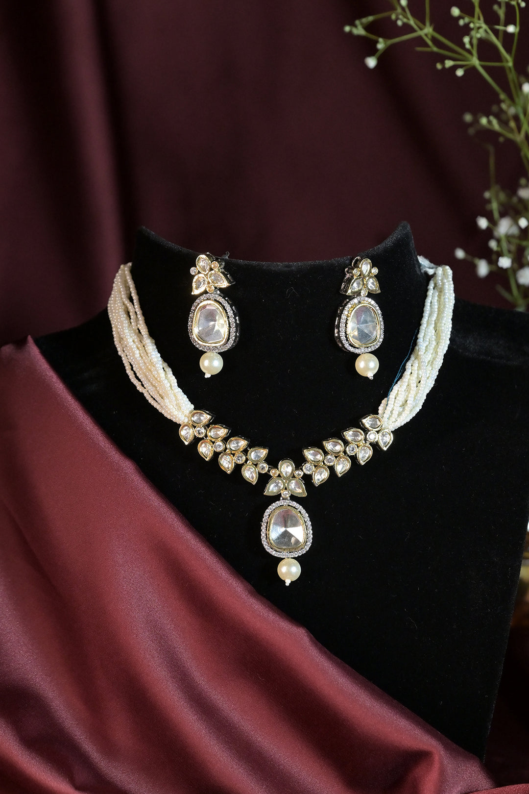 Niharika Polki Victorian Pearl Choker Necklace