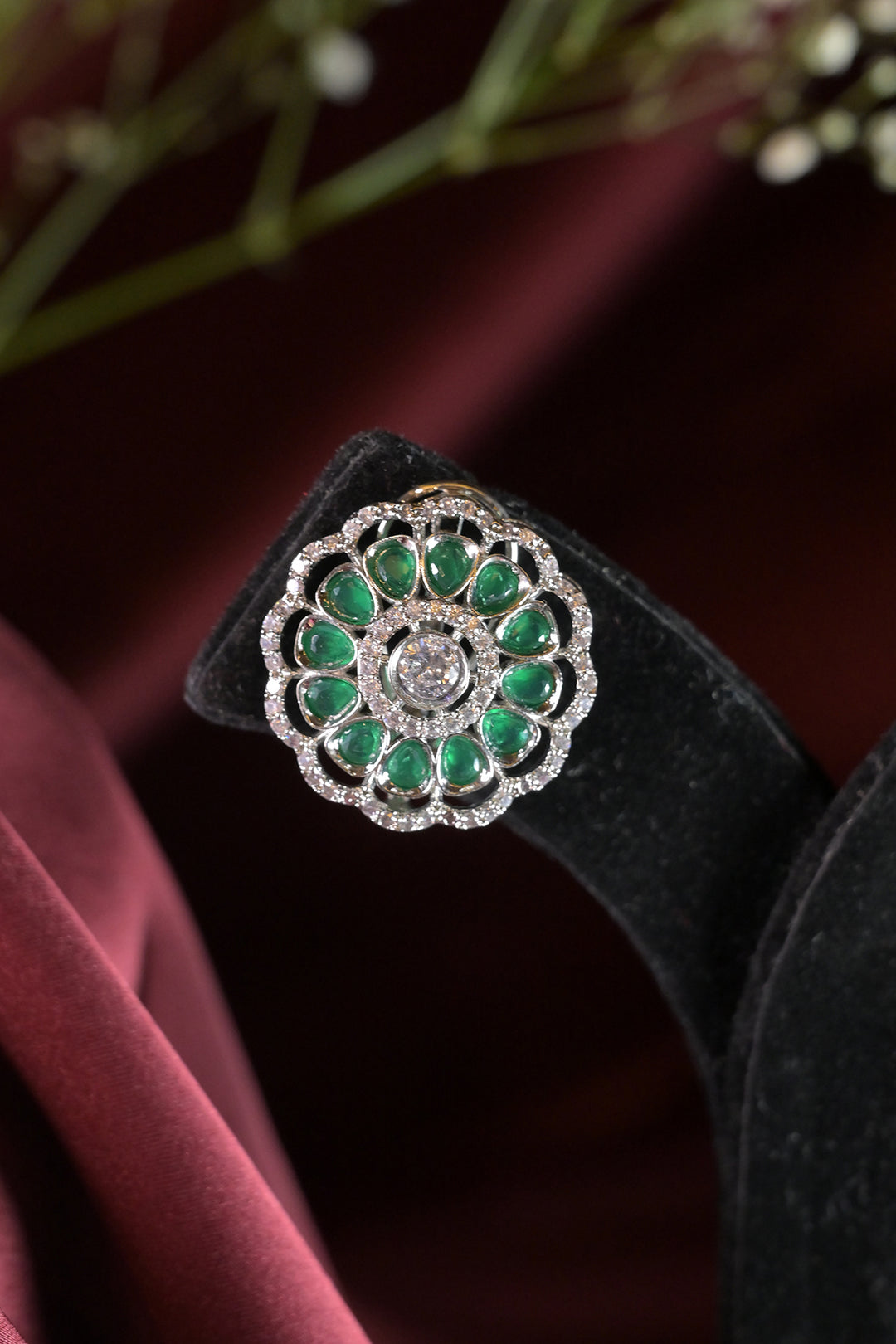 Flora Emerald Green Diamond Chokar Necklace