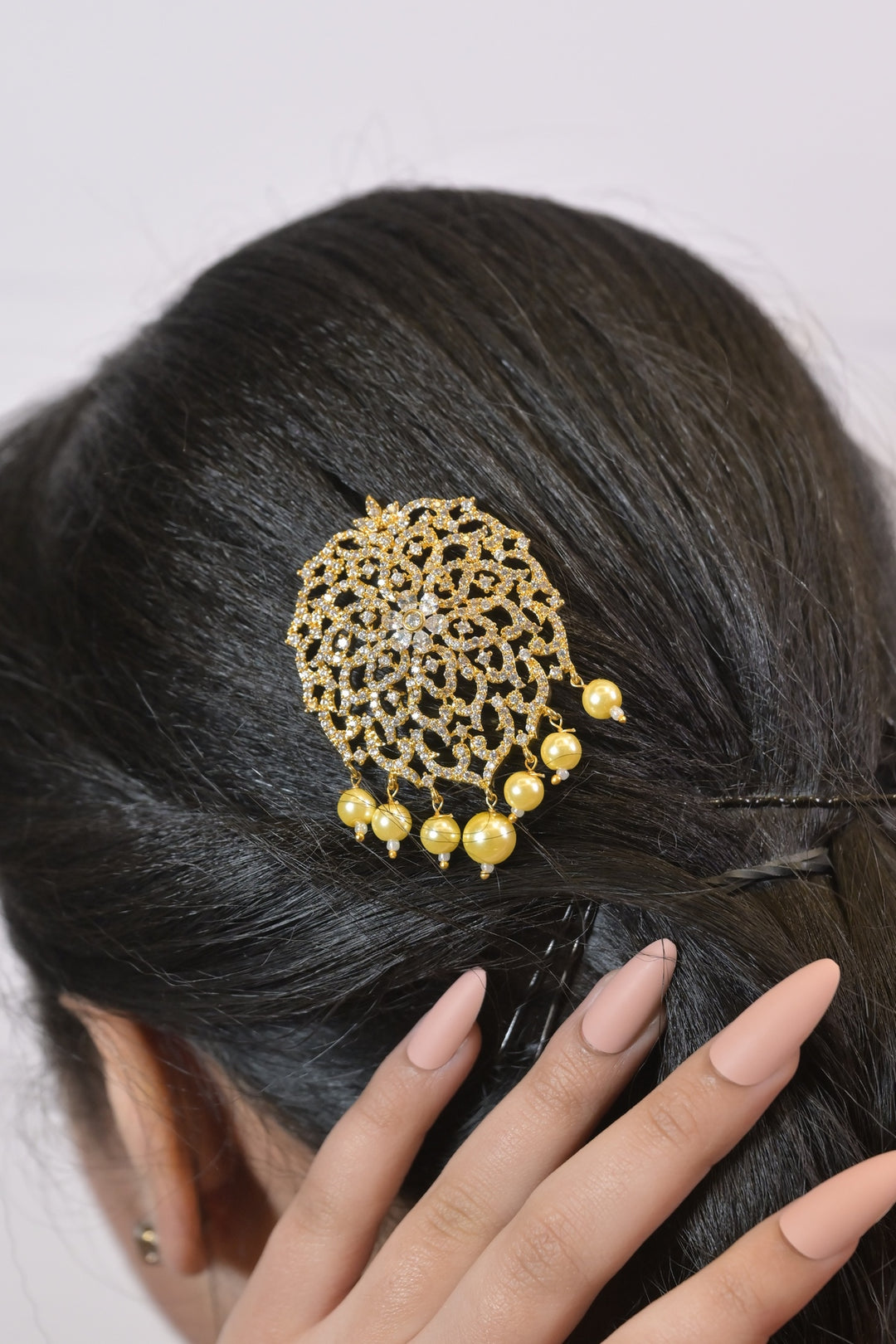 Varsha Kundan Cluster Pearl Drop Jooda Pin
