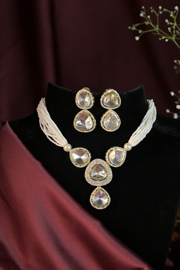 Pavaki Gold Polki Pearl Choker Necklace