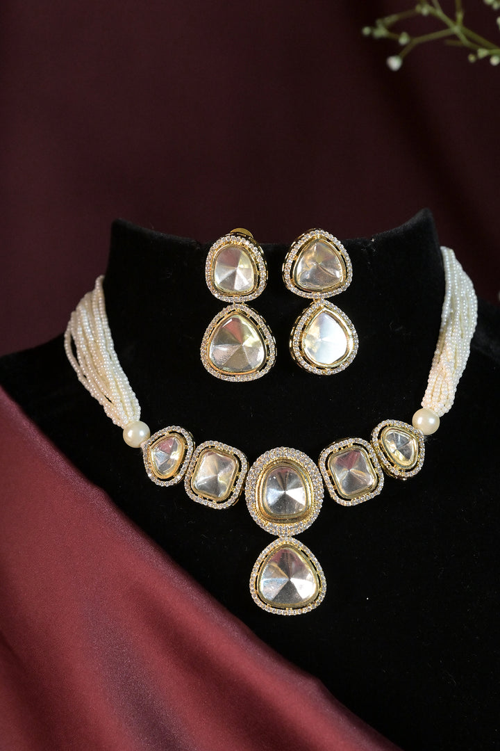 Pavaki Gold Polki Pearl Choker Necklace