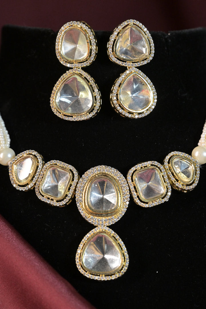 Pavaki Gold Polki Pearl Choker Necklace