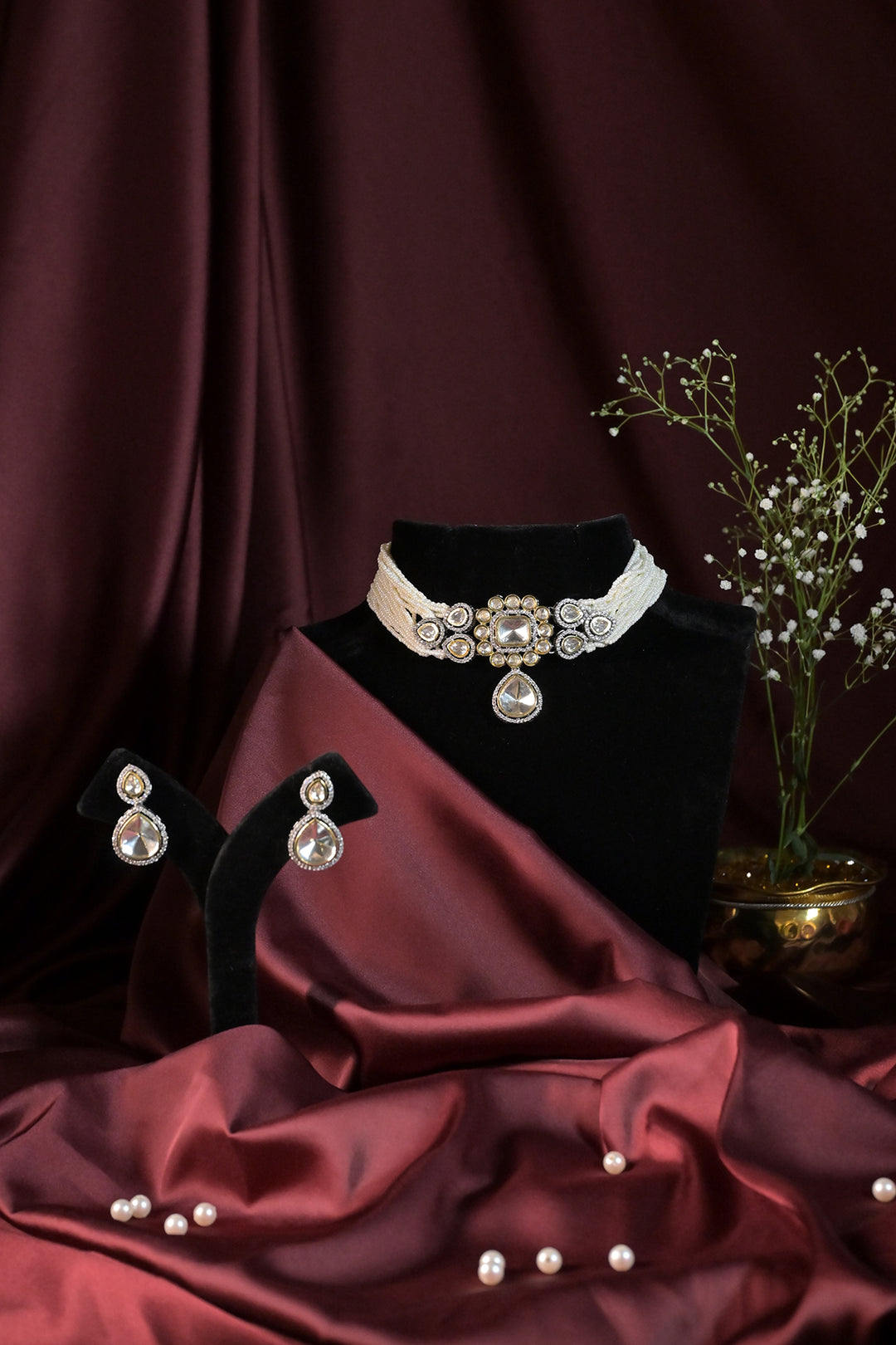 Murari Polki Pearl Oxidized Choker Necklace