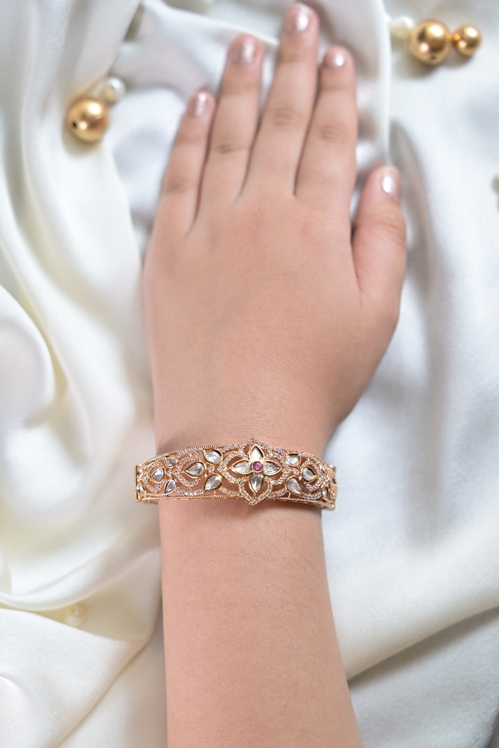 Mahadevi Rajasthani Golden Band Polki Bracelet