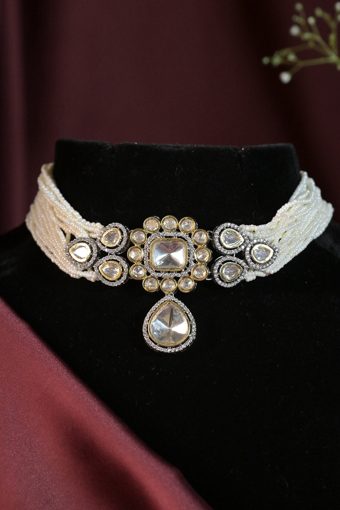 Murari Polki Pearl Oxidized Choker Necklace