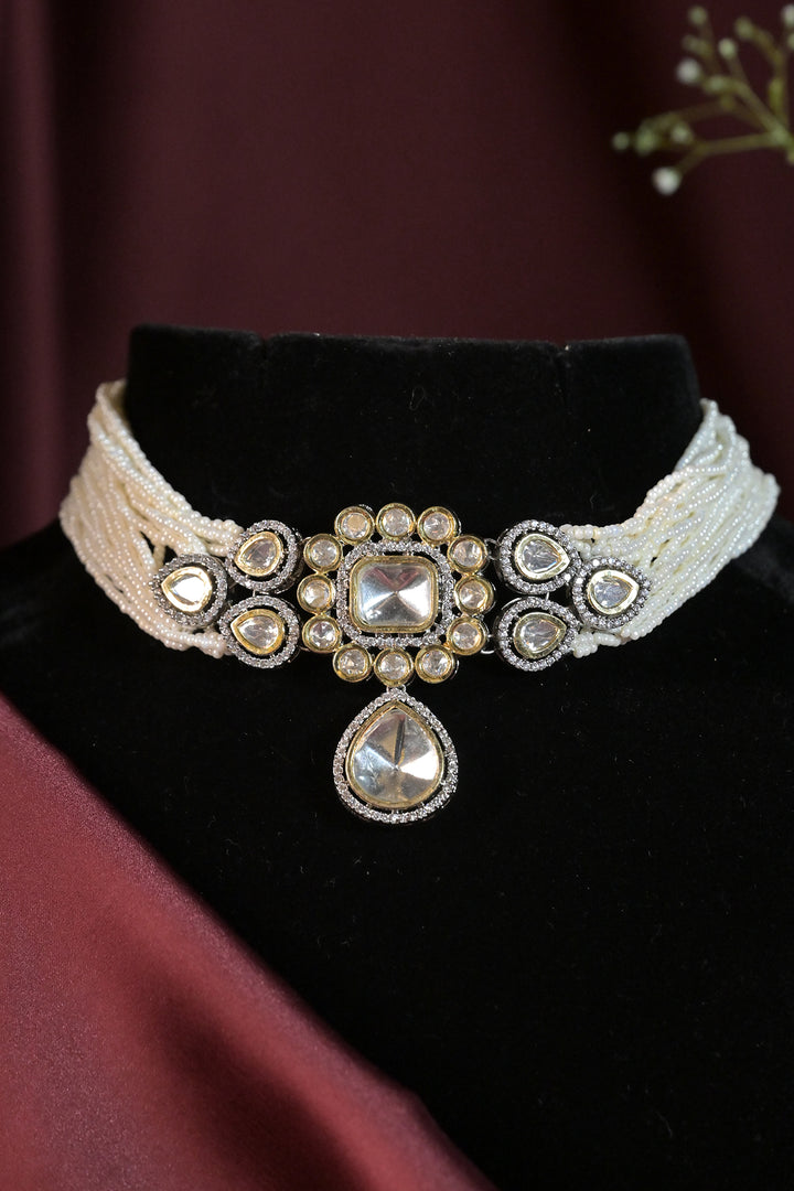 Murari Polki Pearl Oxidized Choker Necklace