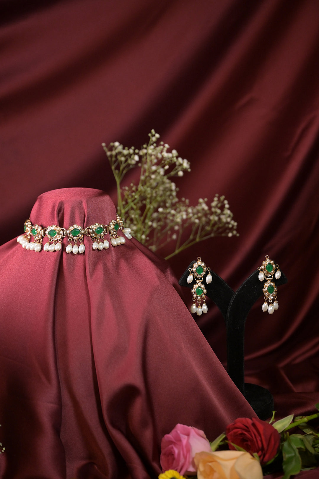 Vinita Jadau Awadhi Chokar Pearl Drop Necklace