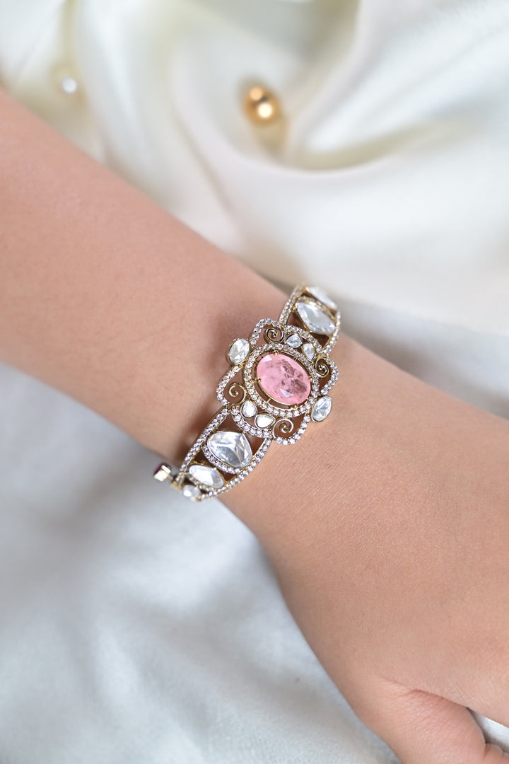 Durga Ethnic Gemstone Oxidized Polki Bracelet