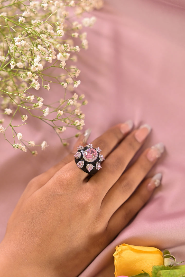 Blush Radiance Cocktail Adjustable Ring