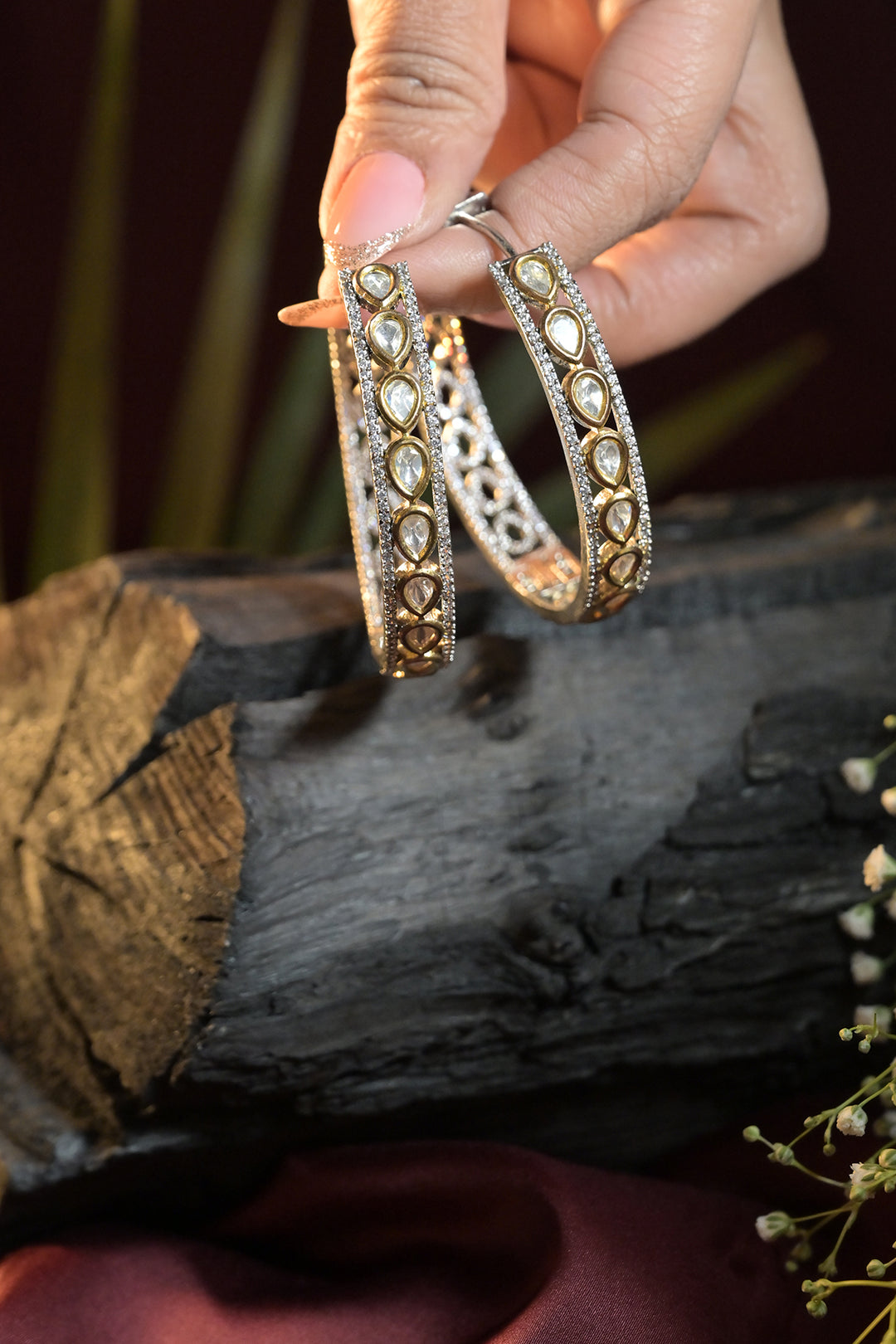 Yashoda Kundan Hoop Earrings