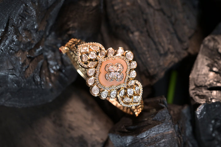 Ayra Oxidized Ethnic Polki Gold Bracelet