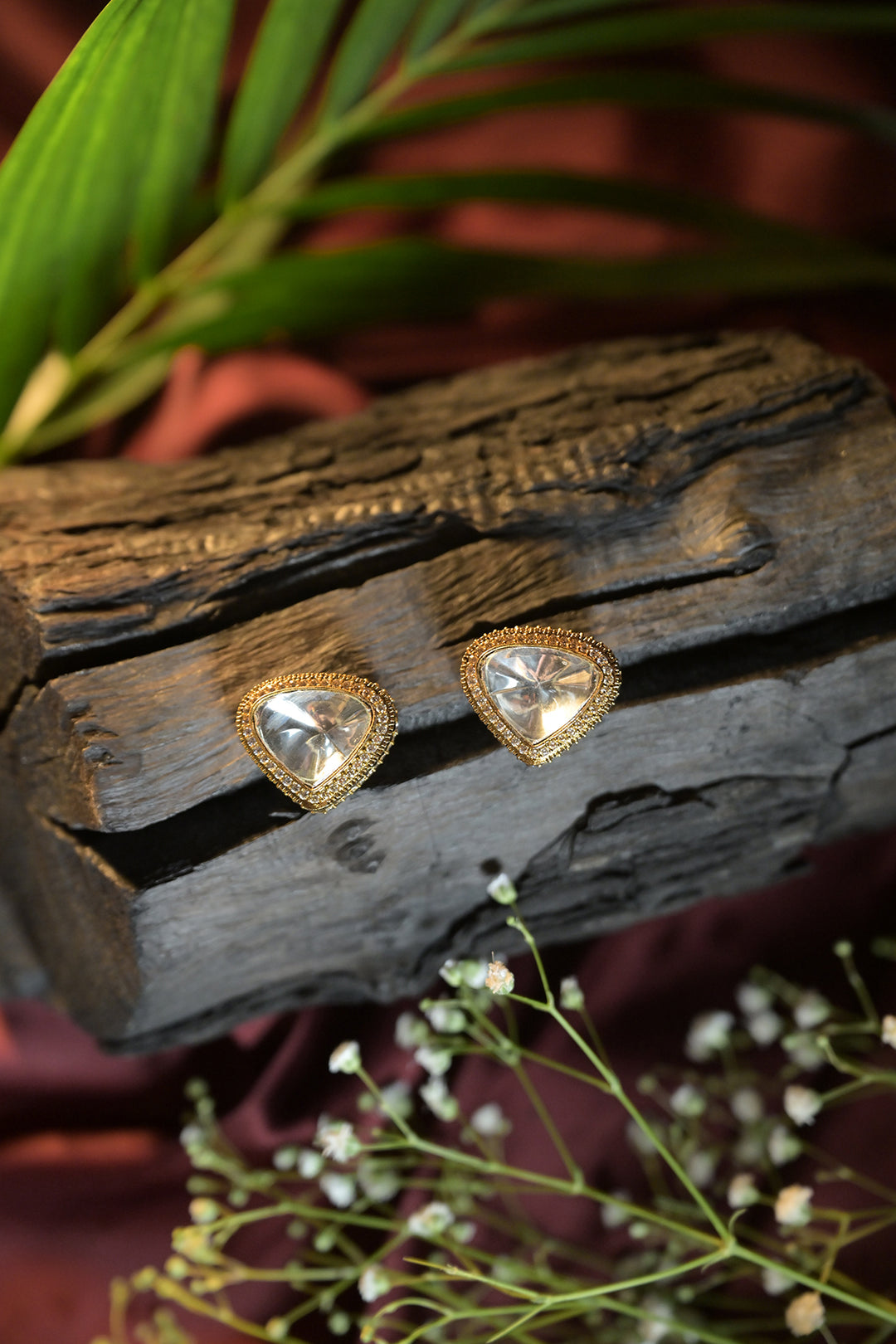 Priye Kundan Triangle Earrings