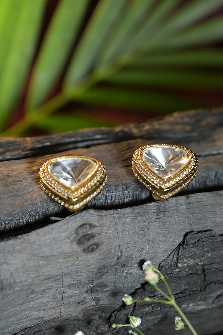 Priye Kundan Triangle Earrings