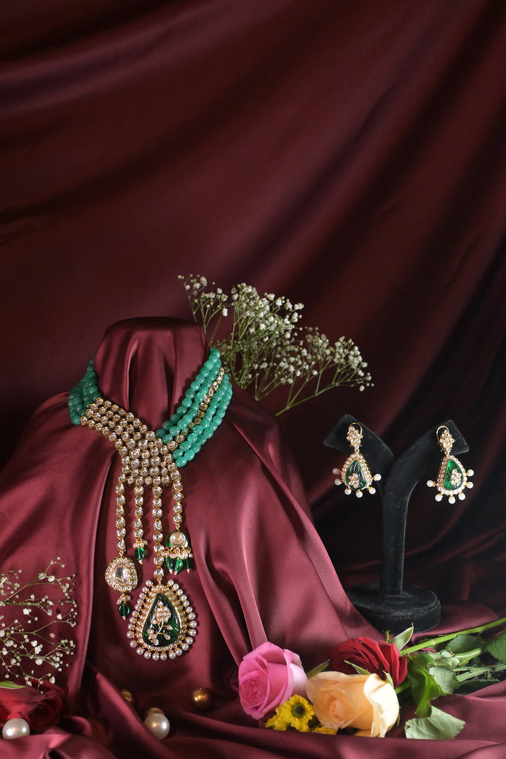 Galaxy Glamour Polki Drop String Necklace