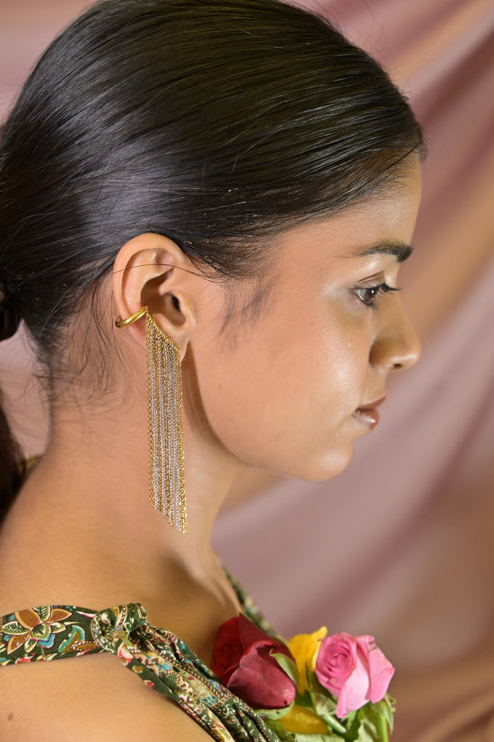 Dual-Tone Chain Drop EarCuff