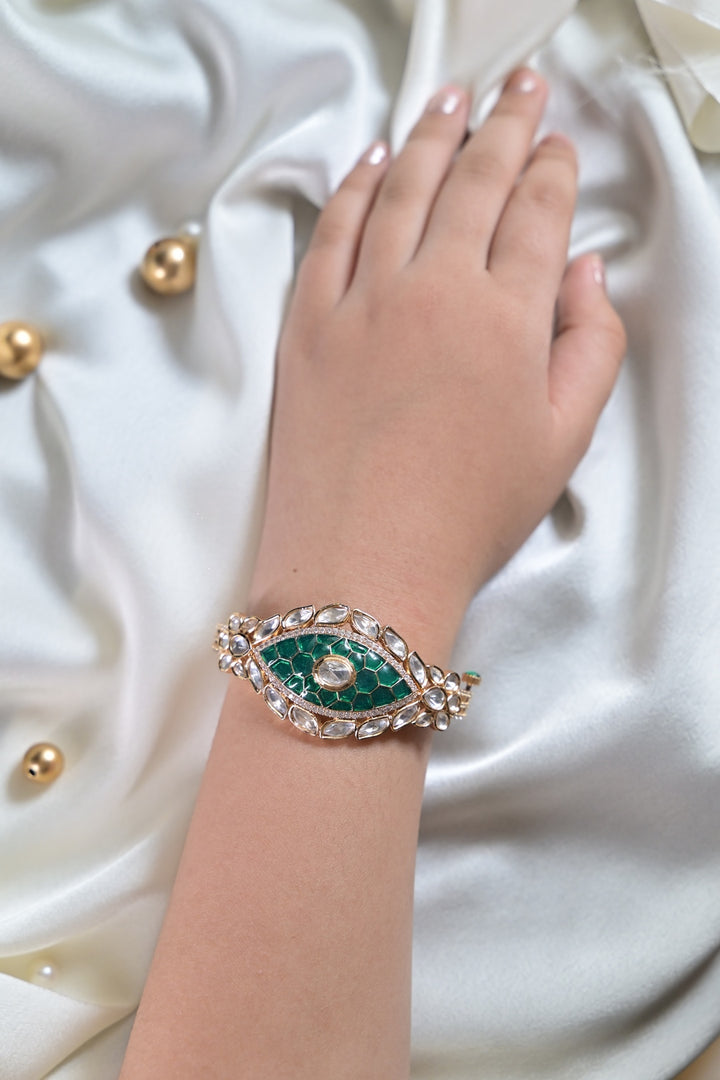 Simha Ethnic Bow Oxidized Polki Bracelet