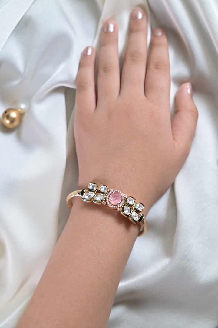 Parvati Ethnic Gemstone Sleek Polki Bracelet