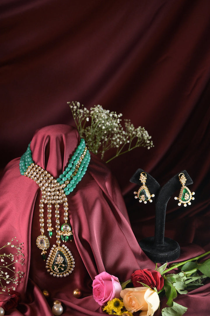 Galaxy Glamour Polki Drop String Necklace