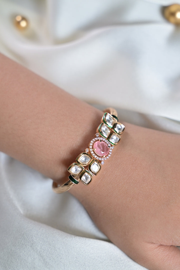 Parvati Ethnic Gemstone Sleek Polki Bracelet