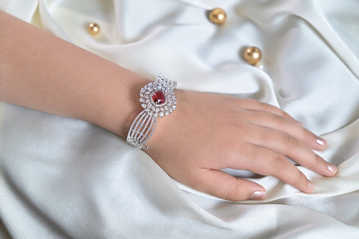 Whisper Flower Gemstone AD Cocktail Bracelet