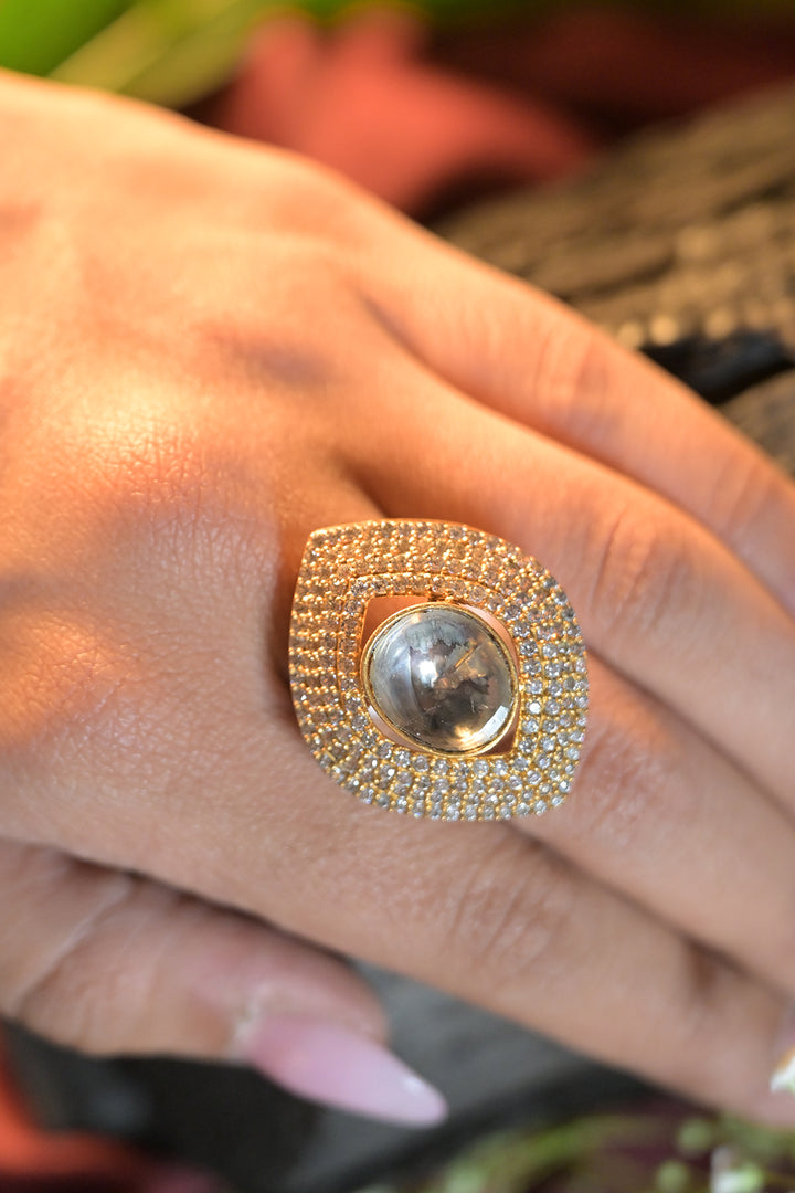 Neelam Golden Polki Ring