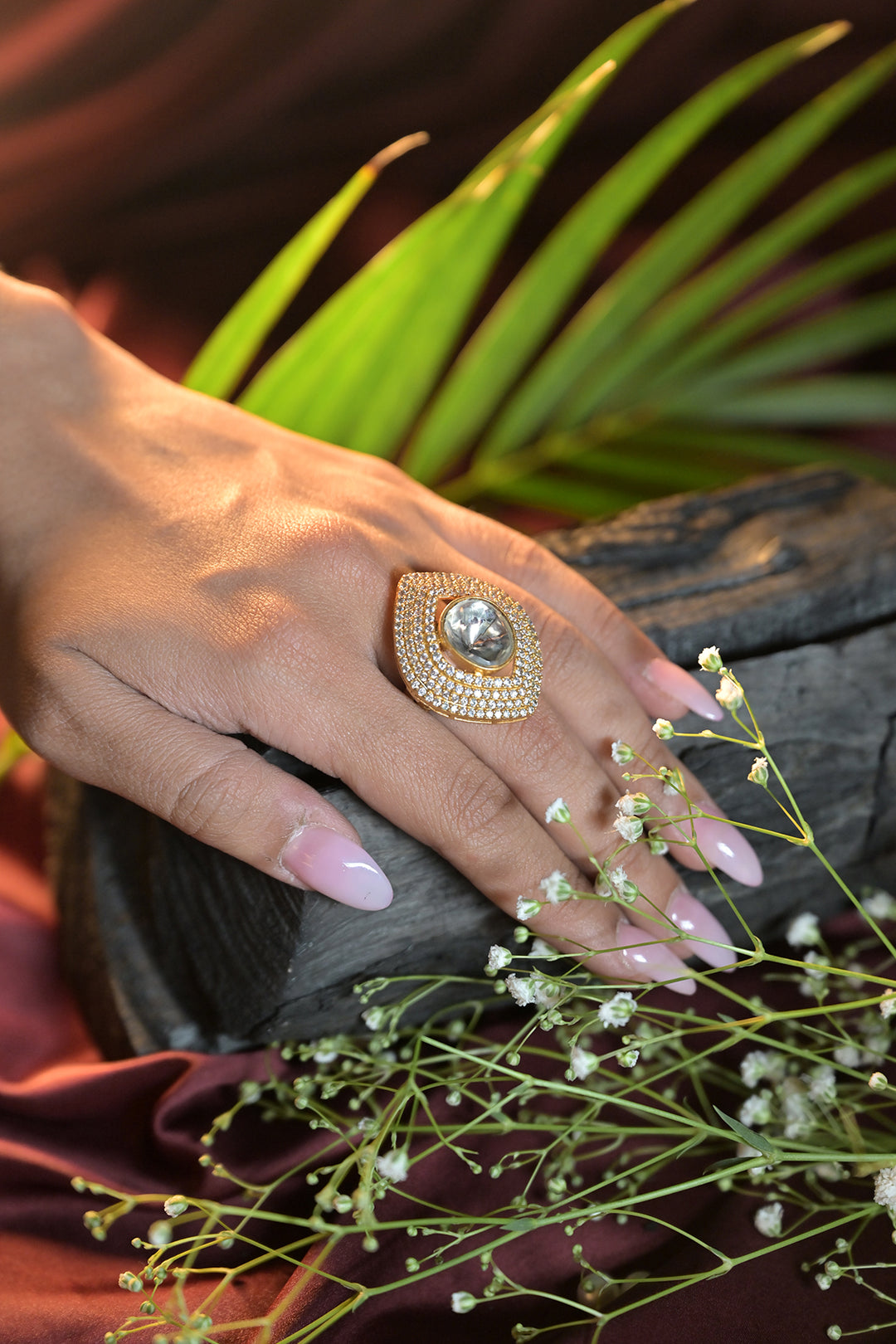 Neelam Golden Polki Ring