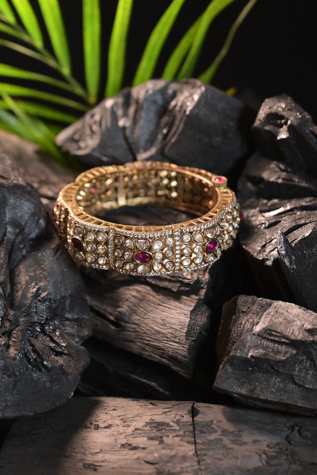 Radhika Royal Oxidised Ruby  Polki Bangle