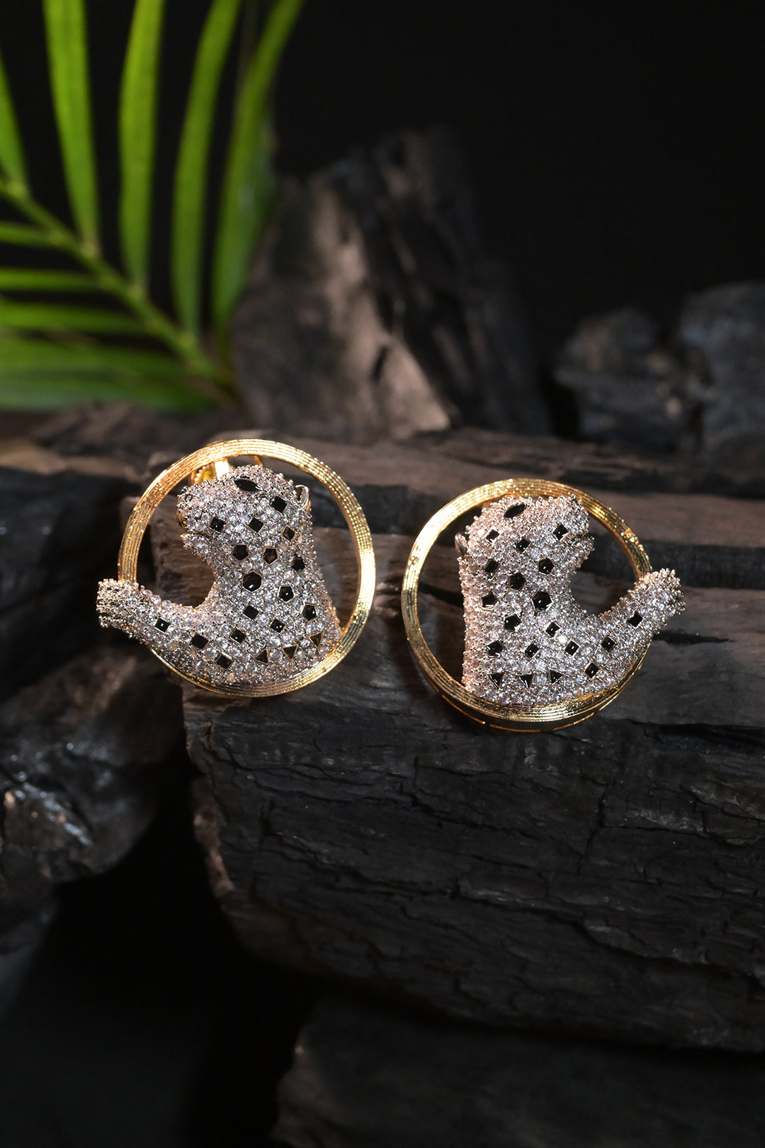Leo Gold Circle Stud Earrings