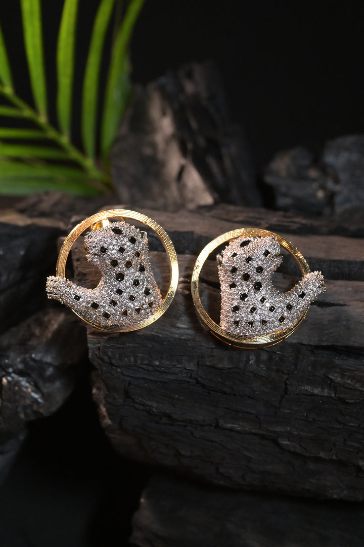 Leo Gold Circle Stud Earrings