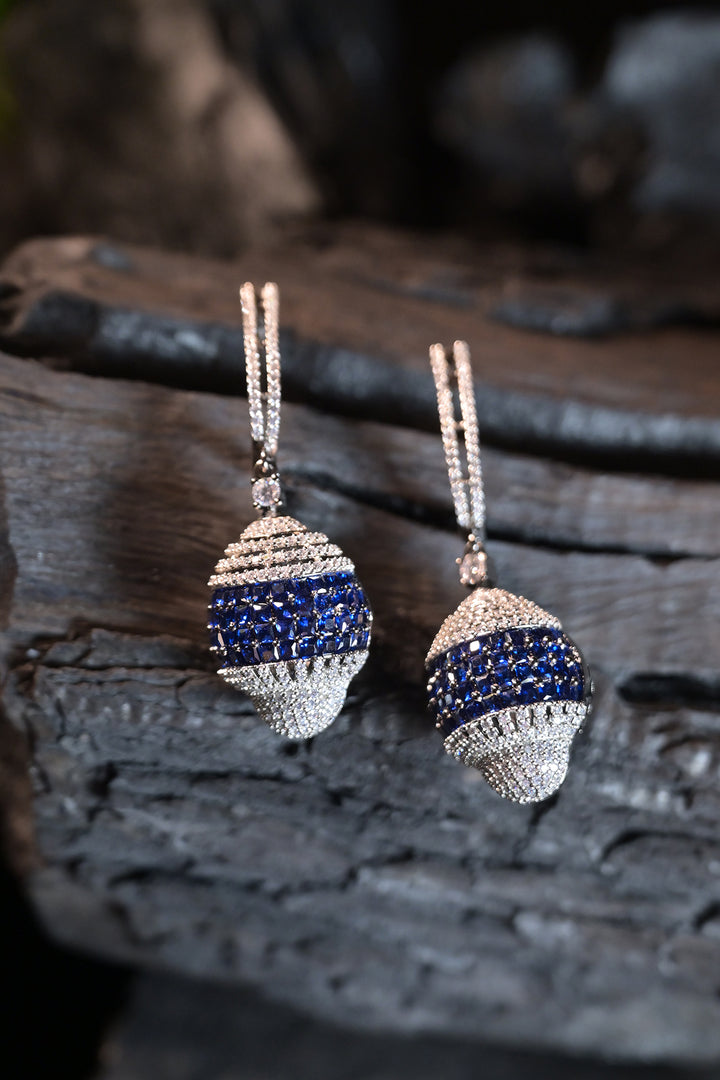 Orbit Diamond Half Hoop Drop Earrings