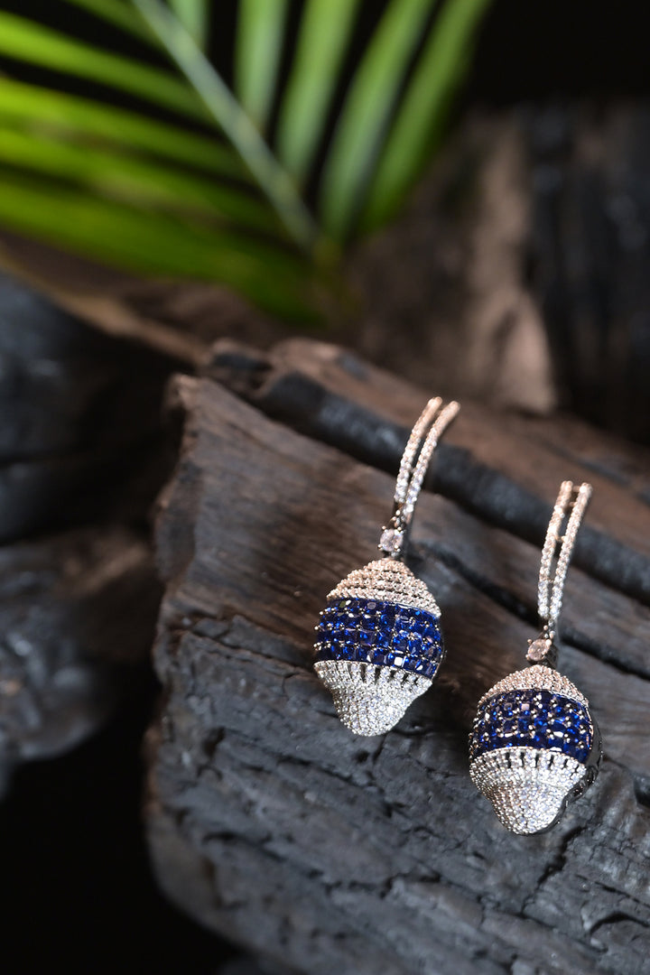 Orbit Diamond Half Hoop Drop Earrings