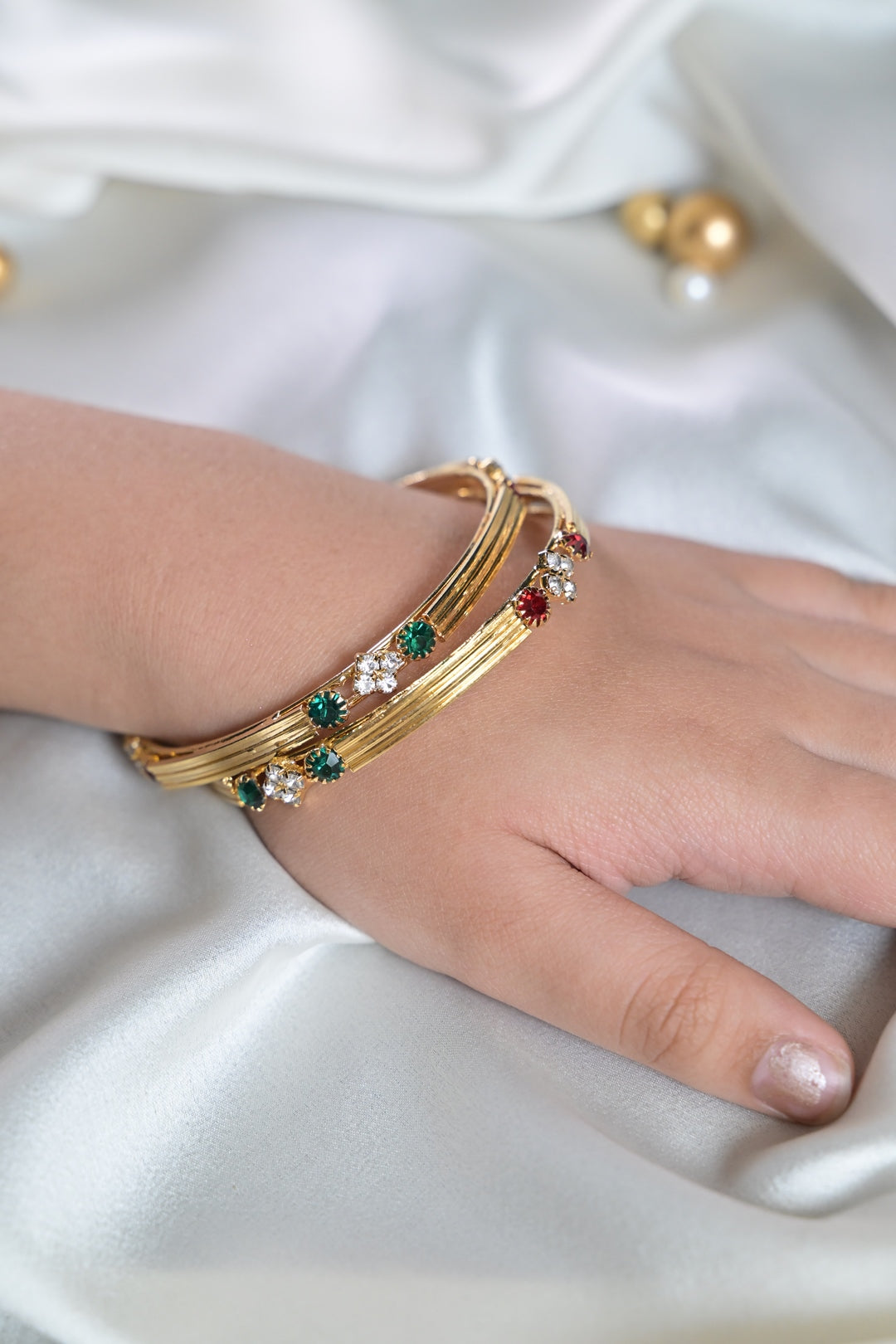 Chamkeela Faux Golden Meenakari Bangles